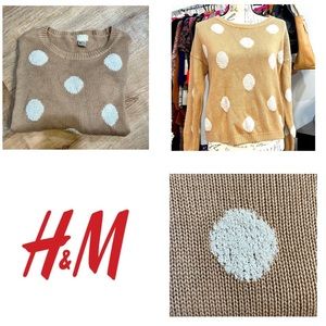 H&M Tan and Cream Polka Dot Sweater